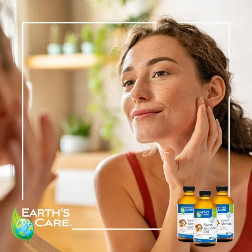 Vista 8 de Earth's Care Aceite de almendras dulces - Aceite de almendras prensadas con expulsor para piel y cabello, botella de vidrio, sin perfume, 8 onzas