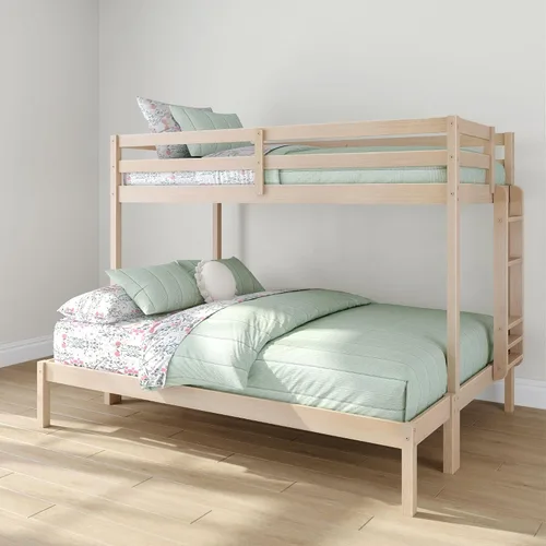 Vista 15 de Grain & Grove - Litera de dos camas con oso, estructura de litera resistente para niños, litera de madera contrachapada con escalera, barandilla