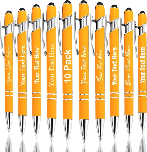 Vista 34 de Hasta 300 bolígrafos personalizados a granel con nombre personalizado con grabado gratis, puntas de lápiz capacitivo grabado, bolígrafo