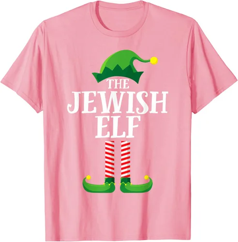 Vista 45 de Playera de pijama para fiesta de Navidad, grupo familiar a juego con elfo judío
