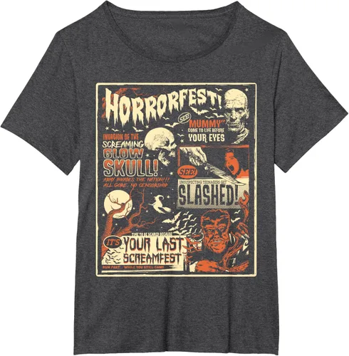 Vista 24 de Vintage Horrorfest Movie Poster Terror Old Time Halloween Camiseta S Negro