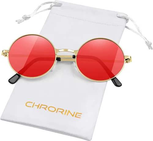 Vista 16 de CHRORINE Gafas de sol hippie redondas de los años 70, lentes retro para mujeres y hombres, accesorio de fiesta, festival, moda, gafas de sol vintage