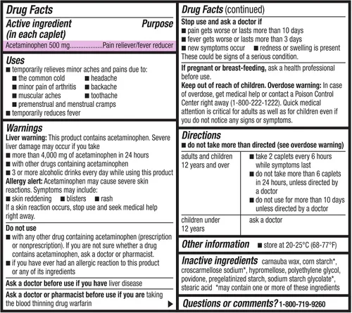 Vista 5 de GoodSense Alivio del dolor extra fuerte, cápsulas de acetaminofeno de 500 mg, dolor de cabeza, dolor muscular, alivio de la artritis, 100