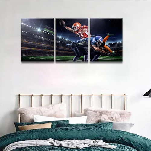 Vista 5 de Arte de pared para sala de estar, lienzo de fútbol americano, arte de pared de estadio de fútbol, pósteres e impresiones de torneos de fútbol, arte