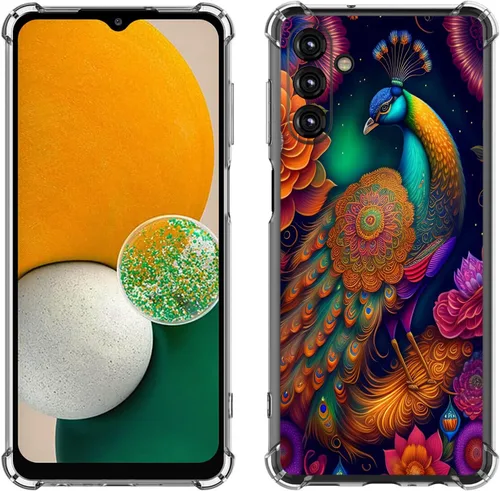 Vista 9 de Samsung Galaxy A14 5G - Funda para teléfono celular, diseño de flores de mariposa azul, a prueba de golpes, TPU con bordes elevados, compatible