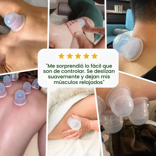 Vista 8 de Juego de terapia de ventosas de silicona 6 tazas de masaje profesional Kit de taza de terapia de ventosas para masaje, liberación miofascial