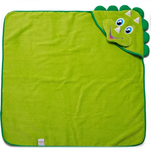 Vista 2 de Little Tinkers World Paquete de toallas con capucha prémium para bebés y niños, diseño de dinosaurio, 1 toalla para bebé y 1 toalla para niños