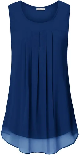 Vista 66 de Timeson - Camiseta de gasa sin mangas, blusa tipo túnica informal de doble capa para mujer