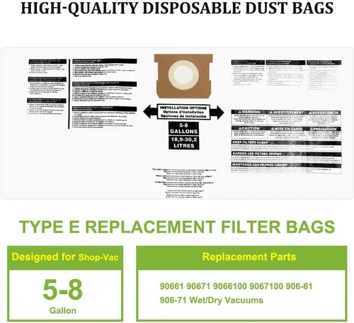 Vista 5 de Filtro 90304 para aspiradora en seco y húmedo Shop Vac con tapa, 3 piezas de filtro de manga de espuma 90585, 2 piezas de filtro 9010700 con banda