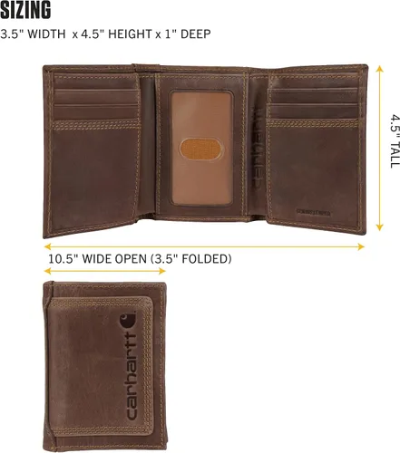 Vista 5 de Carhartt - Billetera resistente de cuero con triple puntada para hombre, disponible en múltiples estilos