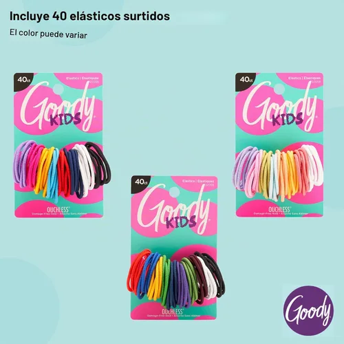 Vista 5 de Goody Bandas Elásticas para el Cabello Ouchless para Niños – Sin Tirones, Sin Roturas, Sujeción Sin Enredos para Cabello Fino – 40