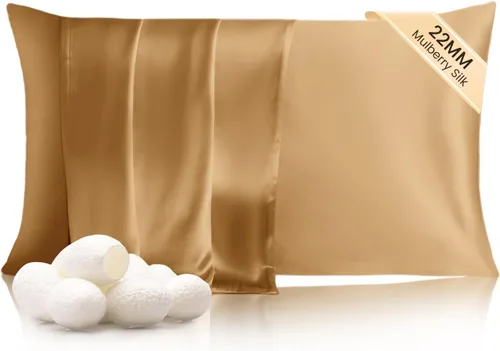Vista 9 de THXSILK Funda de almohada de seda de 22 momme de seda de morera pura con cremallera oculta, funda de almohada suave y transpirable para cabello