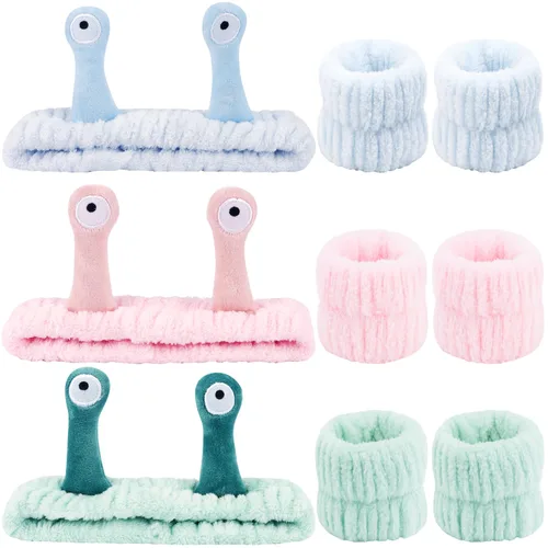 Vista 8 de Atoden Snail Spa Set – Pulsera y diadema para lavado facial, bonito diseño de animales para mujeres y niñas, beige, caqui, marrón