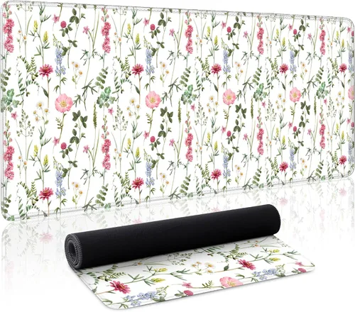 Vista 10 de Alfombrilla de Ratón Boho XL Grande Tapete de Escritorio Alfombrilla de Ratón y Teclado Extendida Abstracta con Base Antideslizante y Borde Cosido