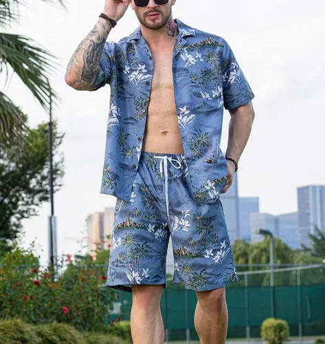 Vista 3 de Hawaiian Suits for Men Regular FitRelaxed Fit Hawaiian Shirts for Men Short Sleeve Casual Shirts