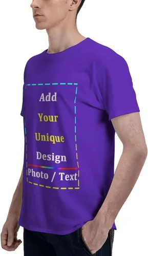 Vista 3 de Personaliza tus camisetas clásicas de algodón personalizadas con cuello redondo para hombre y mujer