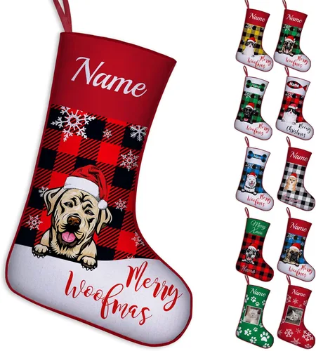 Vista 41 de Calcetines de Navidad personalizados para perros y gatos, 42 patrones de perros y mascotas, calcetines de Navidad personalizados con nombres, adorno