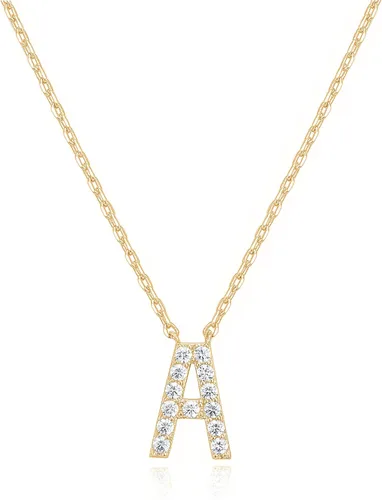 Vista 50 de PAVOI 14K White Gold Plated Cubic Zirconia Initial Necklace Letter Dainty Necklaces for Women