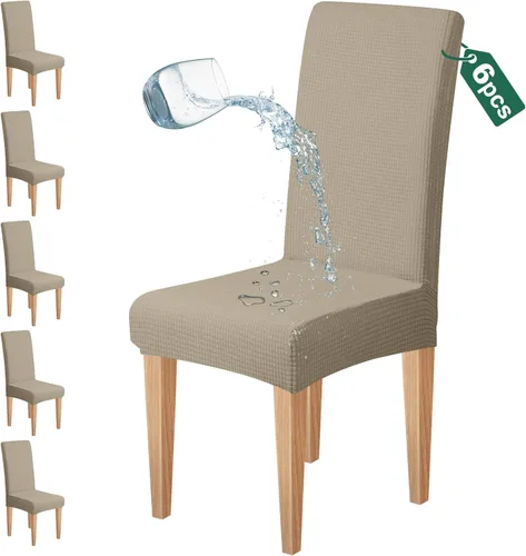 Vista 14 de Dioxide Juego de 4 fundas impermeables para sillas de comedor, fundas elásticas para sillas de comedor, fundas para sillas Parson, extraíbles