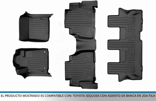 Vista 6 de SMARTLINER Juego de tapetes de piso de ajuste personalizado de 3 filas para Toyota Sequoia 2012-2022