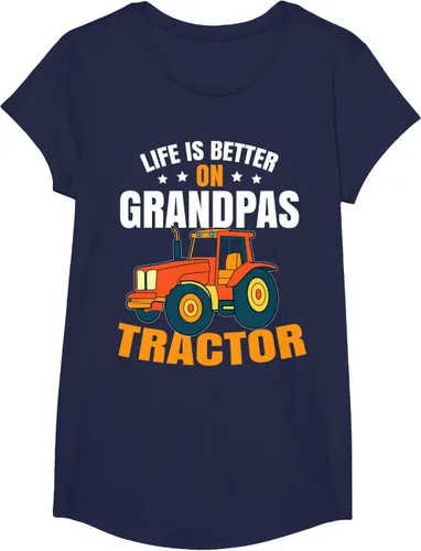 Vista 63 de Life Is Better On Grandpas Tractor Kids Farm Tractor Boy Camiseta, Negro