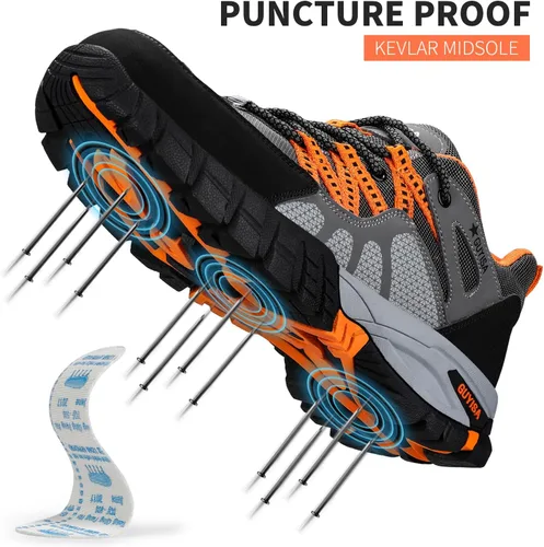 Vista 3 de GLANOUDUN Steel Toe Shoes for Men Outdoor Men's Work Sneakers Comfort Safety Toe Working Shoes for Men Indestructible Industrial Construction Shoes