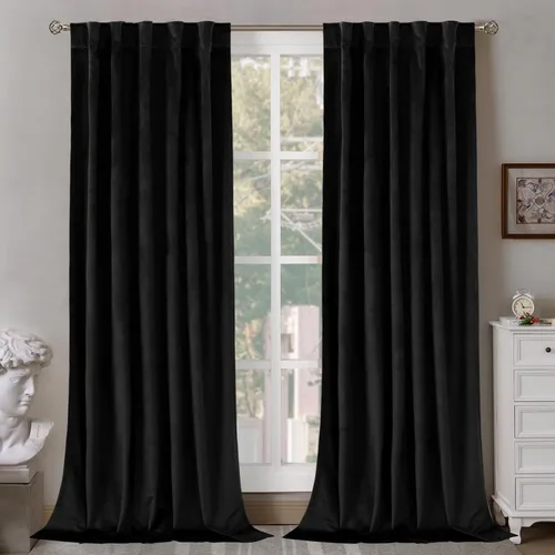 Vista 21 de BGment Cortinas de terciopelo rosa polvoriento, 2 paneles de 84 pulgadas, 2 paneles para sala de estar, aislamiento térmico de lujo, reducen
