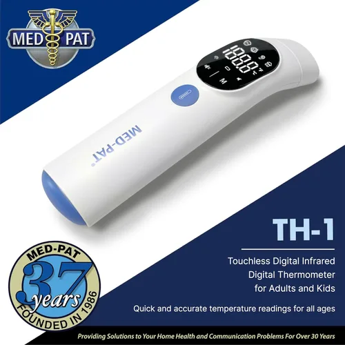 Vista 2 de Med-Pat TH-1 Termómetro digital sin contacto, resultado infrarrojo de 1 segundo, para bebés, niños, adultos, alerta de fiebre de temperatura