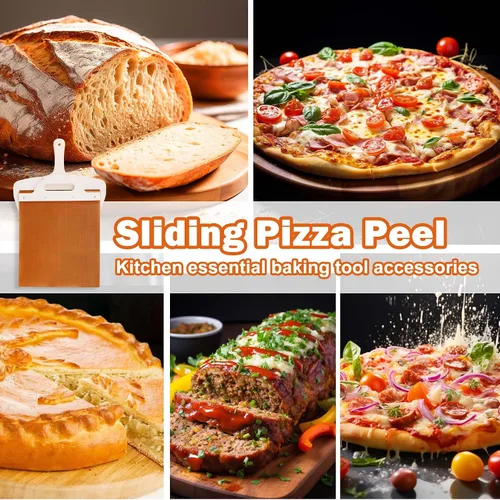 Vista 8 de XANGNIER Pala deslizante de pizza, la cáscara de pizza que transfiere perfectamente la pizza, pizza súper mágica, pala de pizza inteligente