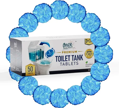 Vista 8 de Once Every Month - Tabletas de tanque de inodoro premium, suministro para más de 3 años, 50 unidades, aroma a menta verde