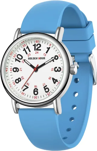 Vista 26 de GOLDEN HOUR - Reloj de enfermera impermeable para profesionales médicos, estudiantes, mujeres y hombres, esfera luminosa de fácil lectura, 24 horas