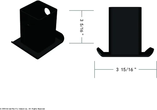 Vista 4 de United Pacific Cubierta de enganche de plástico negra para receptores de enganche de remolque de 2" X 2", (77008)