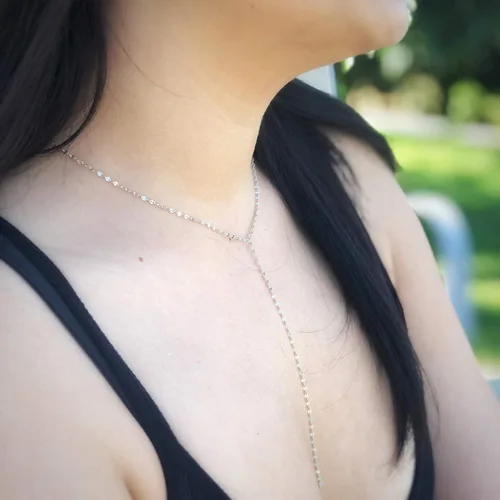 Vista 8 de Long Y Shape Lariat Necklace with Gold Finish