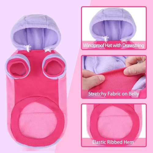 Vista 4 de PUPTECK Sudadera de forro polar con capucha para perro, ropa suave y cálida con capucha para perros pequeños y medianos, para otoño e invierno