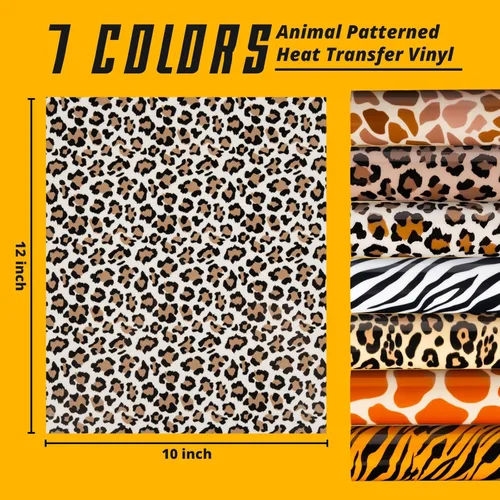 Vista 2 de HTVRONT Leopard HTV - Vinilo de transferencia de calor de 8 piezas, vinilo para planchar con estampado de leopardo para camisetas, fácil de cortar