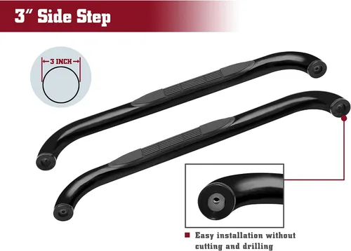 Vista 6 de TAC - Escalón lateral para Ford F150 2015-2026 cabina regular 2017-2026 Ford F250/F350/F450/F550 Super Duty Cab regular Cab 3 pulgadas, barras