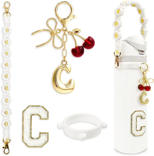 Vista 114 de Letter Handle Strap Accessories with Cute Initial Charm Compatible with Owala Water Bottle 24oz 32oz 40oz Owala Kids