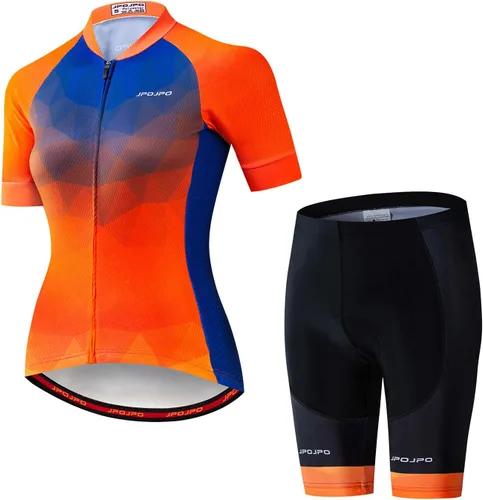 Vista 41 de Camiseta de ciclismo para mujer + pantalones cortos acolchados de manga corta para ciclismo, ropa de bicicleta