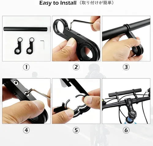 Vista 6 de TRIWONDER Extensor de Manillar de Bicicleta de Aleación de Aluminio Individual Extensión de Manillar de Bicicleta de Doble Abrazadera Soporte