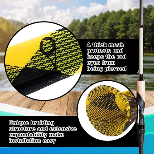 Vista 4 de Fundas para caña de pescar Reaction Tackle - Mangas y cubiertas para cañas de pescar para Baitcasting y Spinning - Se ajustan hasta cañas de 7 pies