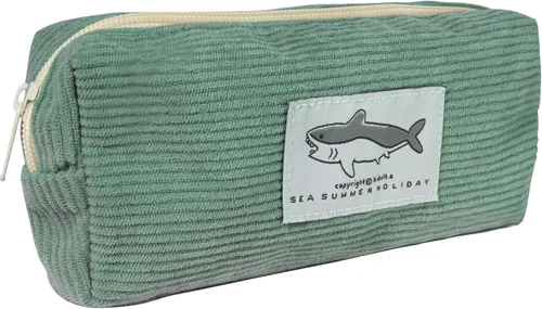 Vista 9 de Estuche pequeño para lápices con gran capacidad, estuche con diseño de tiburón, bolsa con cremallera gris para oficina, organizador de papelería