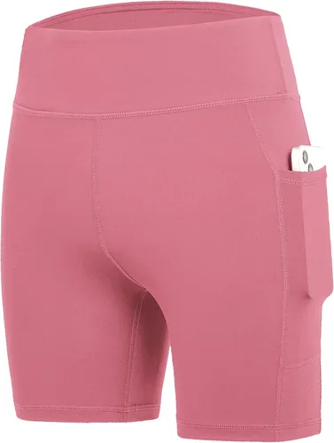 Vista 15 de DEVOROPA Pantalones cortos de 5" de elastano para niñas, pantalones cortos de voleibol, pantalones cortos elásticos para atletismo y gimnasia Beige