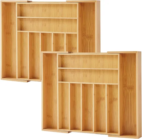 Vista 10 de Organizador de Cajón de Cocina Purawood - Organizador de Utensilios Extensible para Cocina, Bandeja de Cuchillos y Organizador de Cubiertos, 3-5