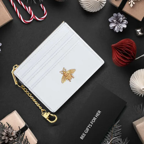 Vista 72 de SEAVILIA Tarjetero llavero cartera para mujer con ventana de identificación RFID monedero regalo abeja delgada minimalista pequeña cartera