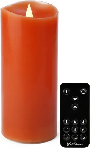 Vista 26 de Juego de velas sin llama Softflame - 5,7 cm x 10,7 cm, blanco, set de 2 - Vela de pilar con llama parpadeante y en movimiento, incluye control