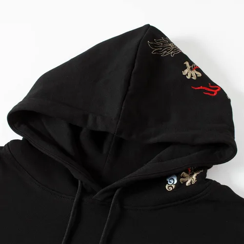 Vista 6 de Niepce Inc Streetwear - Sudaderas con capucha bordadas con estampado de dragón para hombre