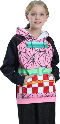 Vista 5 de DENCTORAM Kamado Tanjiro - Sudadera con capucha para niños, diseño de anime Kamado Nezuko Cosplay