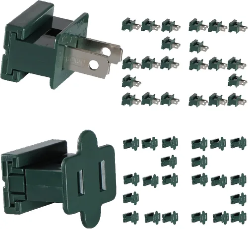 Vista 10 de SPT-1 Vampire Plugs 20 piezas Negro – Enchufe deslizante hembra y macho, enchufe eléctrico de repuesto para luces de decoración de Navidad