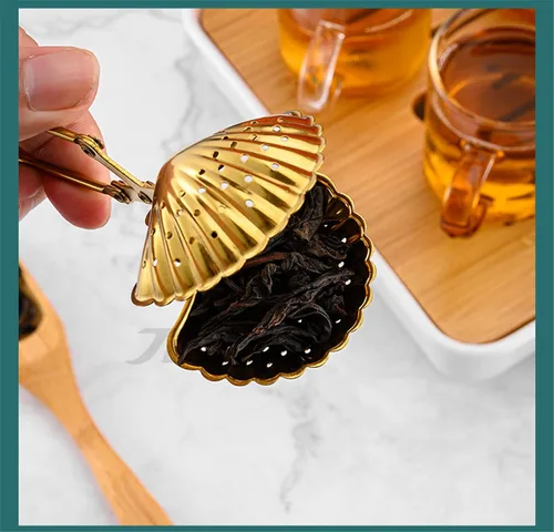 Vista 2 de 5 unidades de bolas de té a presión, concha, corazón, estrella, piña, tetera, filtros de té, colador de té de acero inoxidable, infusor de té