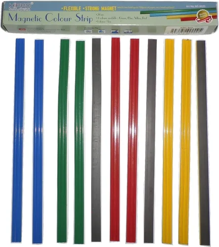 Vista 2 de Barra magnética de color de 8 pulgadas para pizarra blanca, nevera, caja de 12 piezas